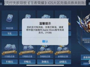 关于支付宝支付失败导致《王者荣耀》iOS大区充值点券未到账的困惑解析