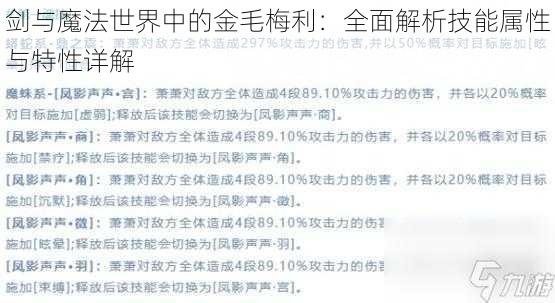 剑与魔法世界中的金毛梅利：全面解析技能属性与特性详解