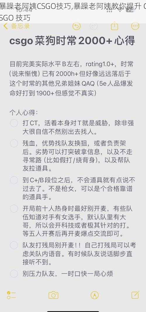 暴躁老阿姨CSGO技巧,暴躁老阿姨教你提升 CSGO 技巧