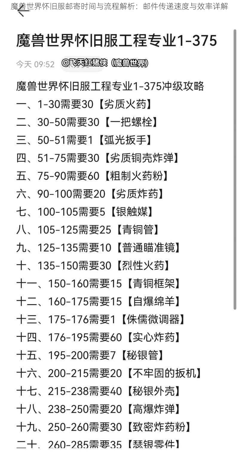 魔兽世界怀旧服邮寄时间与流程解析：邮件传递速度与效率详解