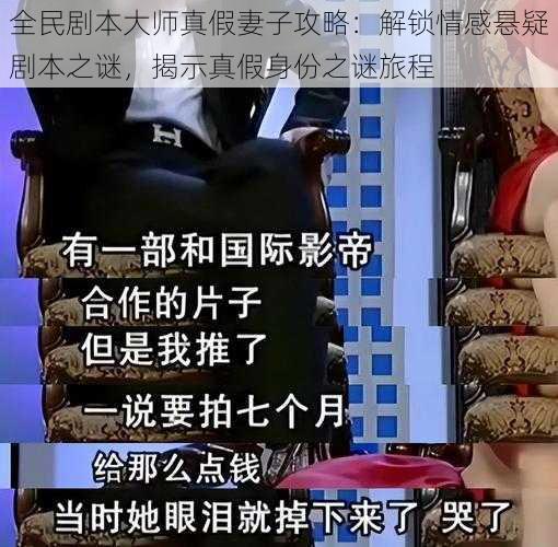 全民剧本大师真假妻子攻略：解锁情感悬疑剧本之谜，揭示真假身份之谜旅程