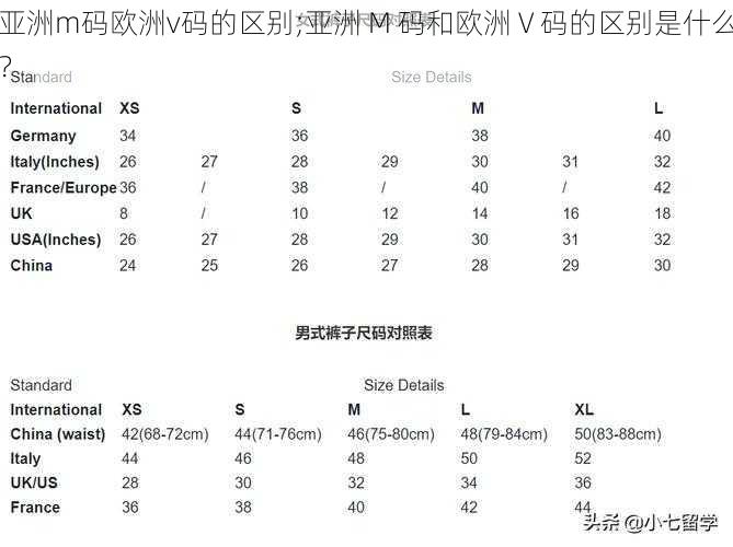 亚洲m码欧洲v码的区别;亚洲 M 码和欧洲 V 码的区别是什么？