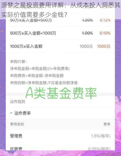 源梦之星投资费用详解：从成本投入洞悉其实际价值需要多少金钱？