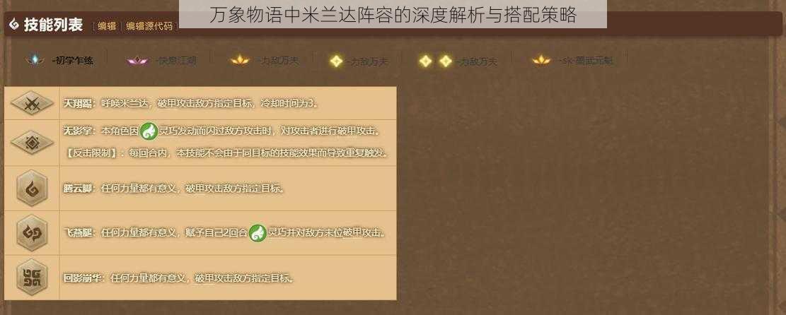 万象物语中米兰达阵容的深度解析与搭配策略